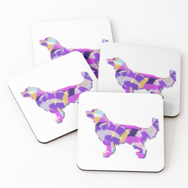 Item preview, Golden Retriever Dog Silhouette Purple Pink Yellow Blue Design designed and sold by AMSonArt.