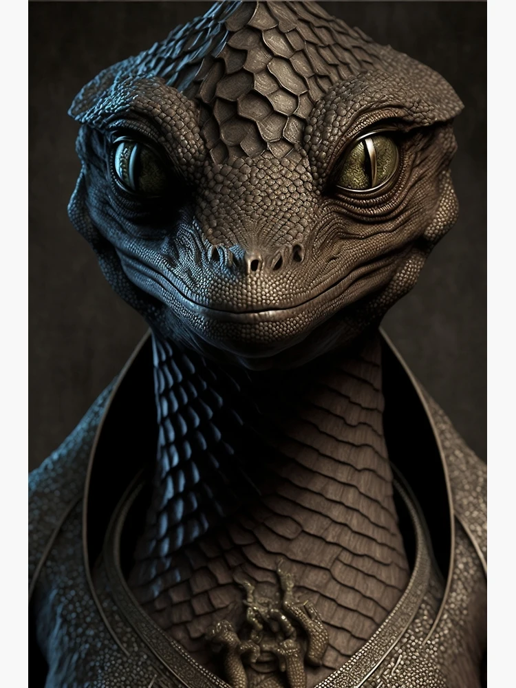 Alien Reptile ET Creature on black Background. Extremeley detailed