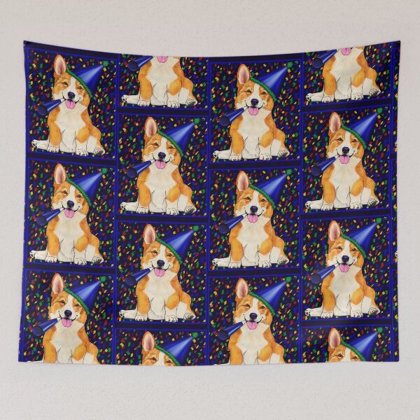 Item preview, Celebration Corgi - dog in a party hat designed and sold by Mehu.