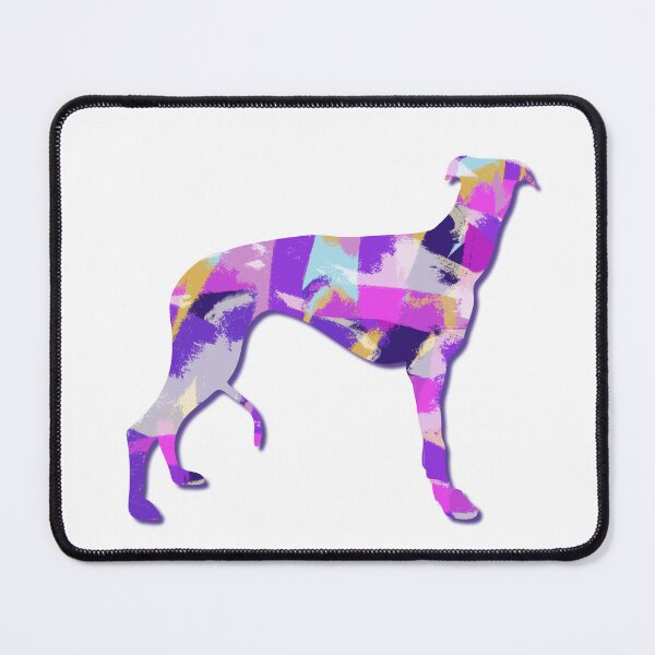 Item preview, Greyhound Lurcher Dog Silhouette Purple Pink Yellow Blue Design designed and sold by AMSonArt.