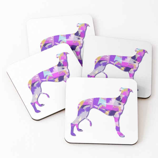 Item preview, Greyhound Lurcher Dog Silhouette Purple Pink Yellow Blue Design designed and sold by AMSonArt.