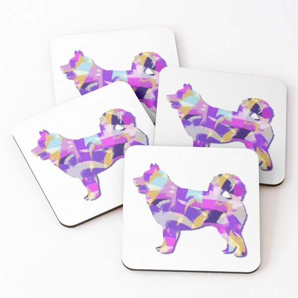 Item preview, Husky Siberian Dog Silhouette Purple Pink Yellow Blue Design designed and sold by AMSonArt.