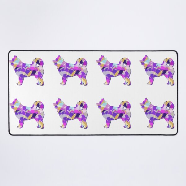 Item preview, Husky Siberian Dog Silhouette Purple Pink Yellow Blue Design designed and sold by AMSonArt.