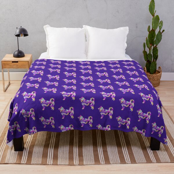 Item preview, Husky Siberian Dog Silhouette Purple Pink Yellow Blue Design designed and sold by AMSonArt.
