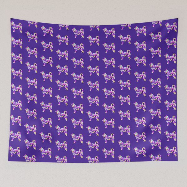 Item preview, Husky Siberian Dog Silhouette Purple Pink Yellow Blue Design designed and sold by AMSonArt.