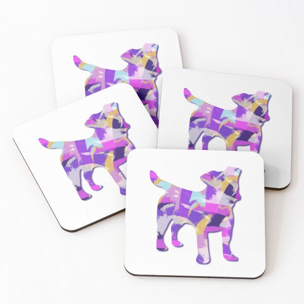 Item preview, Jack Russell Terrier Dog Silhouette Purple Pink Yellow Blue Design designed and sold by AMSonArt.