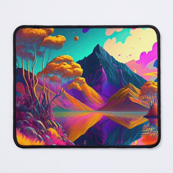 Item preview, Colorful Psychedelic Landscape Mountains designed and sold by Trippinink-.