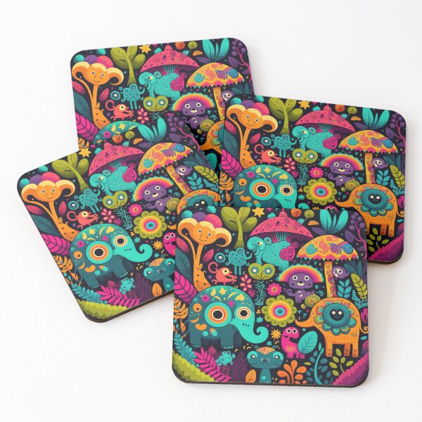 Item preview, Colorful Jungle pattern funny Cute Elafant Pattern designed and sold by Trippinink-.