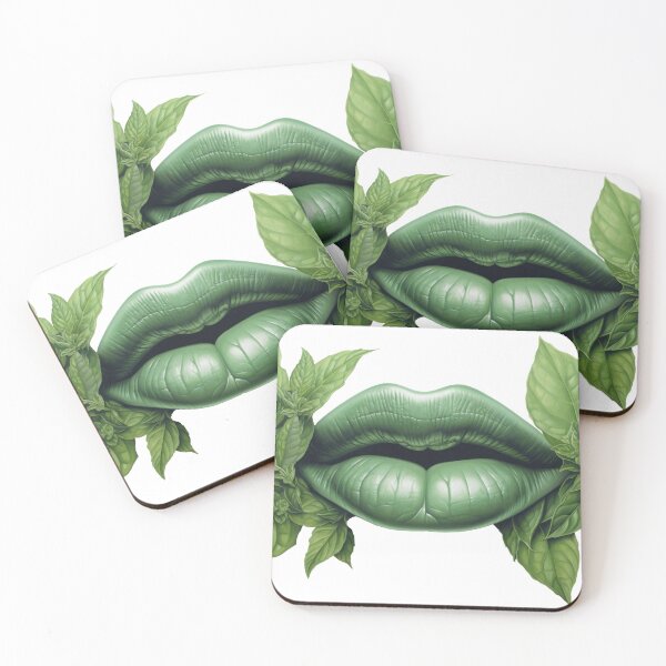 Item preview, Nature's Kiss - green lips between leafs designed and sold by janedewaard.
