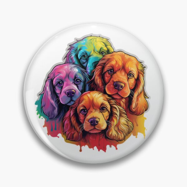 Item preview, Four Colourful & Cute Cocker Spaniel Puppies designed and sold by CatDogBin.