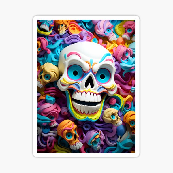 Item preview, Colorful Paper Art Skulls designed and sold by tropicaltee.