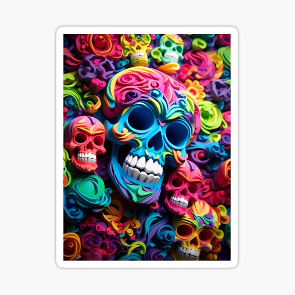Item preview, Colorful Paper Skull  designed and sold by tropicaltee.