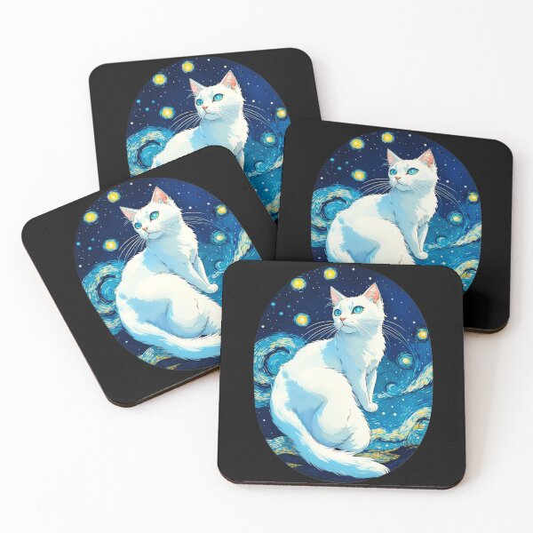 Item preview, Van gogh Starry Night White Cat  designed and sold by Vangoholic.