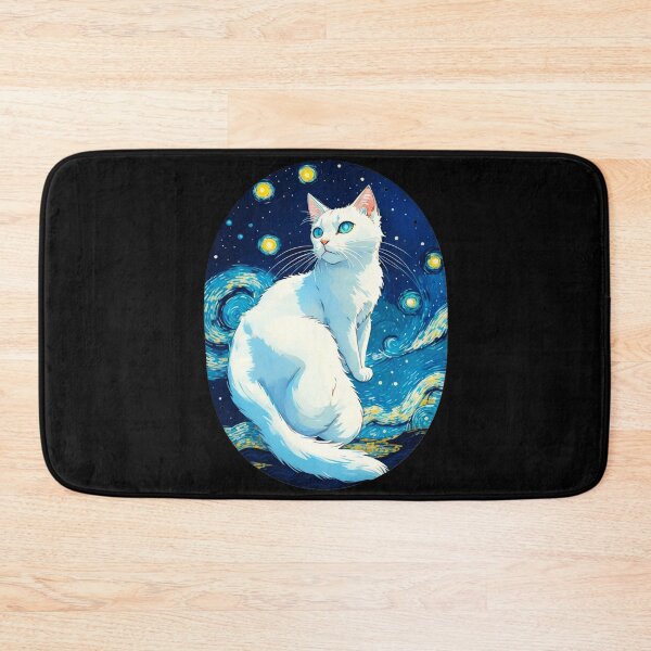 Item preview, Van gogh Starry Night White Cat  designed and sold by Vangoholic.