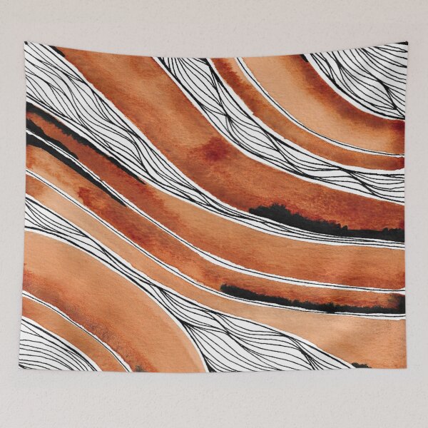 Item preview, Watercolor abstract lines brown black designed and sold by InspiringLines.