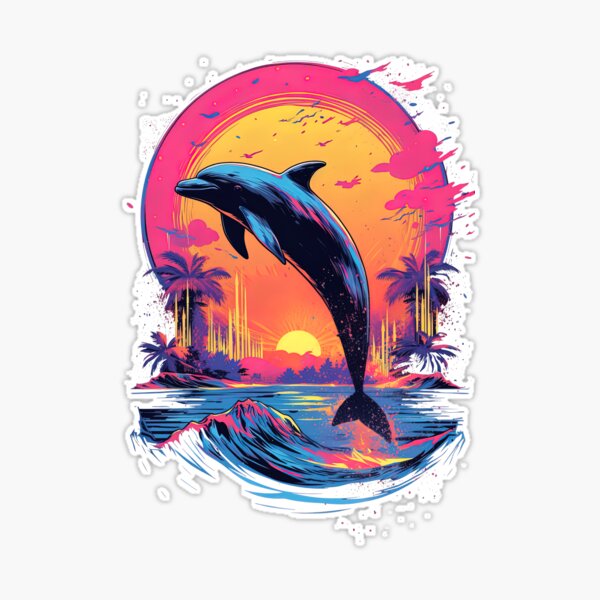 Dolphins, pink, 80s | Photographic Print