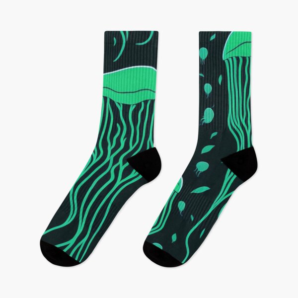 Item preview, Ghostly Green Low Poly Jellyfish Design Pattern Print  designed and sold by randomtdesigns.