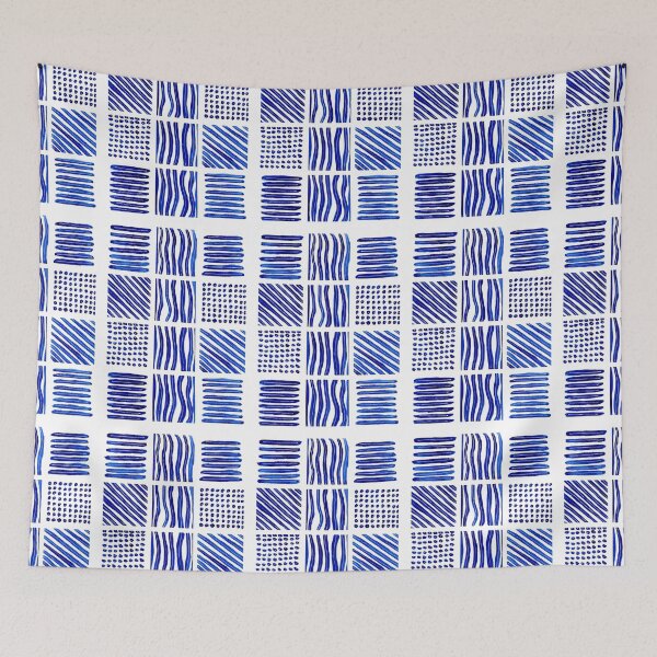 Item preview, Abstract watercolor blue lines and dots designed and sold by InspiringLines.