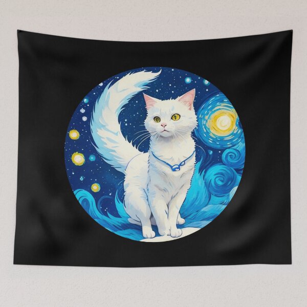 Item preview,  Van gogh Starry Night White Cat  designed and sold by Vangoholic.