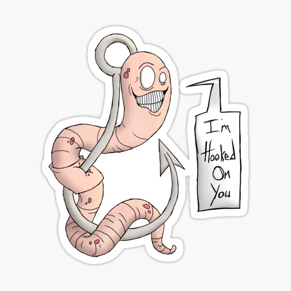 Hook Worm Sticker for Sale by TheDoodleDream