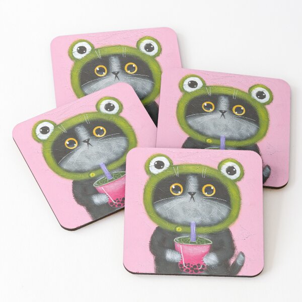 Item preview, Froggy Boba Cat designed and sold by KilkennyCat Art.