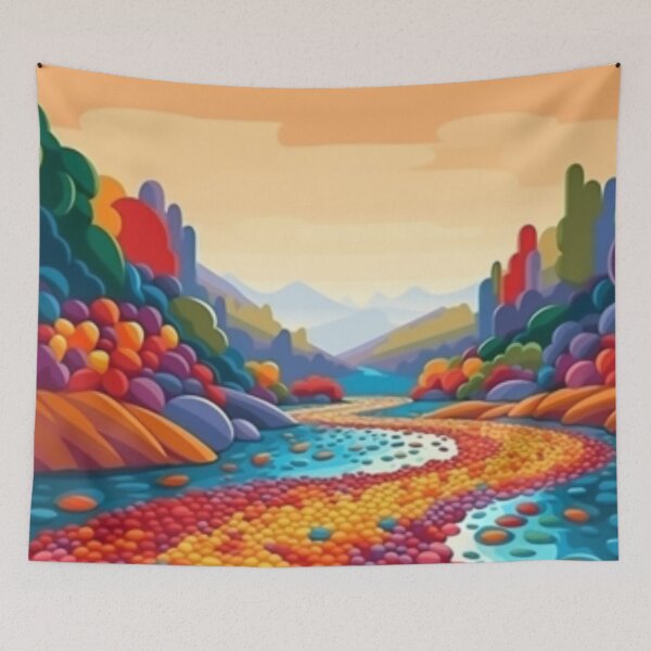 Item preview, Beautiful painting of colourful stone river designed and sold by SPECTRA005.