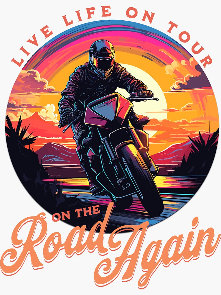 Live Life on Tour – Motorrad-Sonnenuntergang-Design | Sticker
