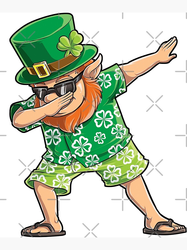 Dabbing Leprechaun Hawaiian T Shirt St Patricks Day Surfing Art Print by  LiqueGifts