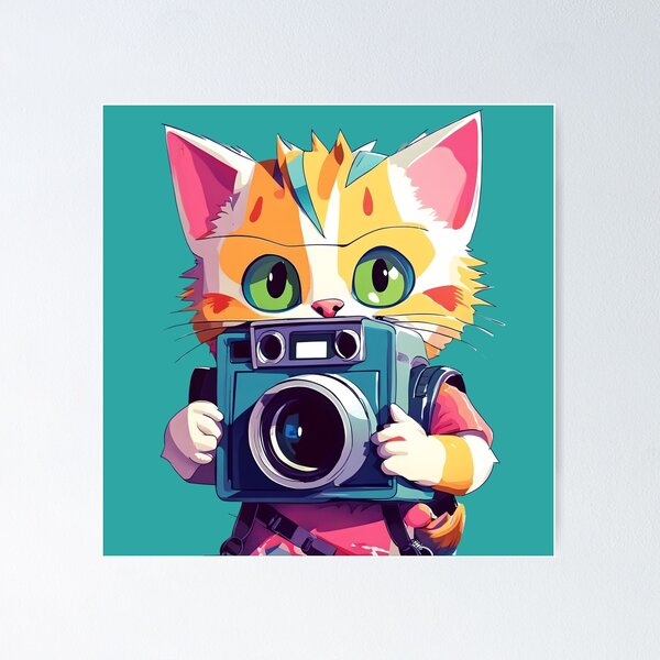 Item preview, Cute Cat taking photograph - Kawaii Animal  designed and sold by SafiannaSpace.