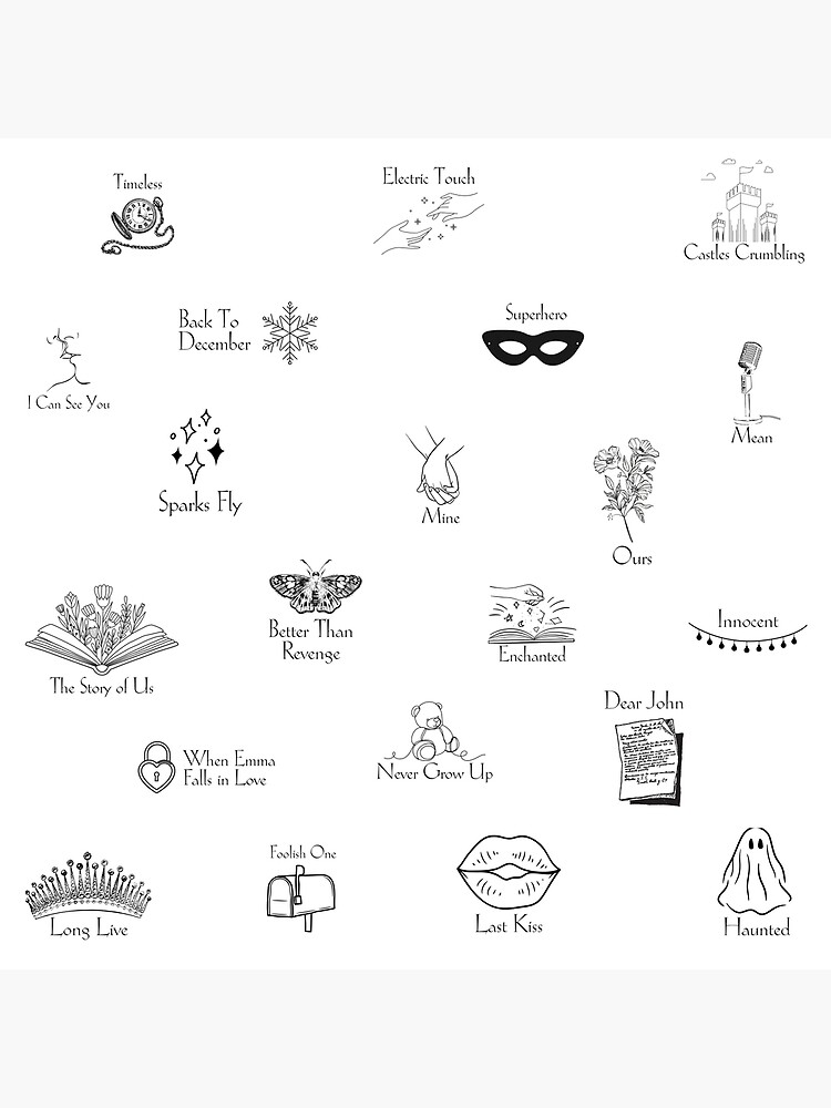 Speak Now Taylor's Version Entire Album B&W Sticker Pack Art Board Print  for Sale by eggily1023