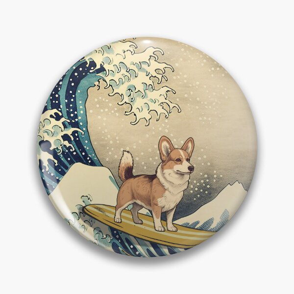 Item preview, Fawn Corgi Kanagawa Japanese Surfing Wave designed and sold by rafaeltto.