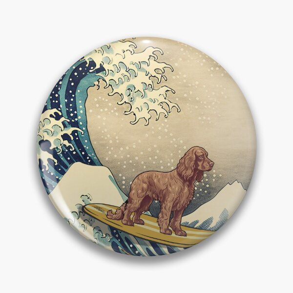 Item preview, Field Spaniel Kanagawa Japanese Surfing Wave designed and sold by rafaeltto.