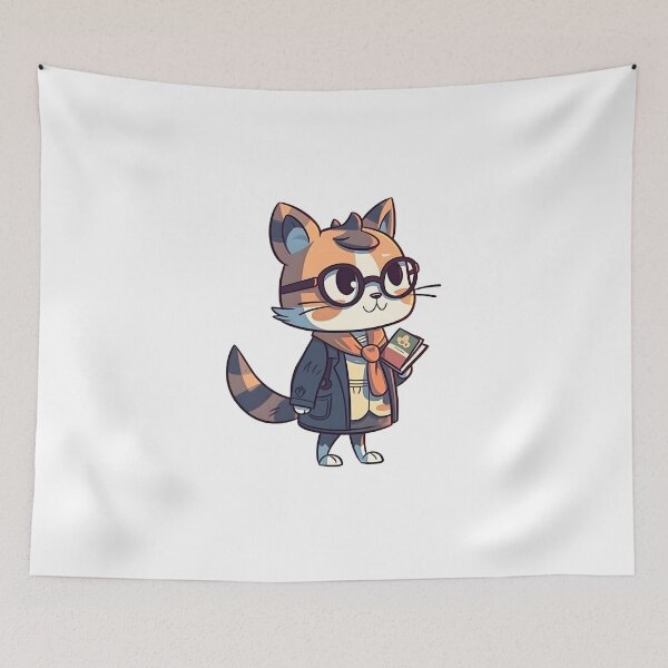 Item preview, Cute cartoon cat in school uniform and backpack. designed and sold by dpsstudio.