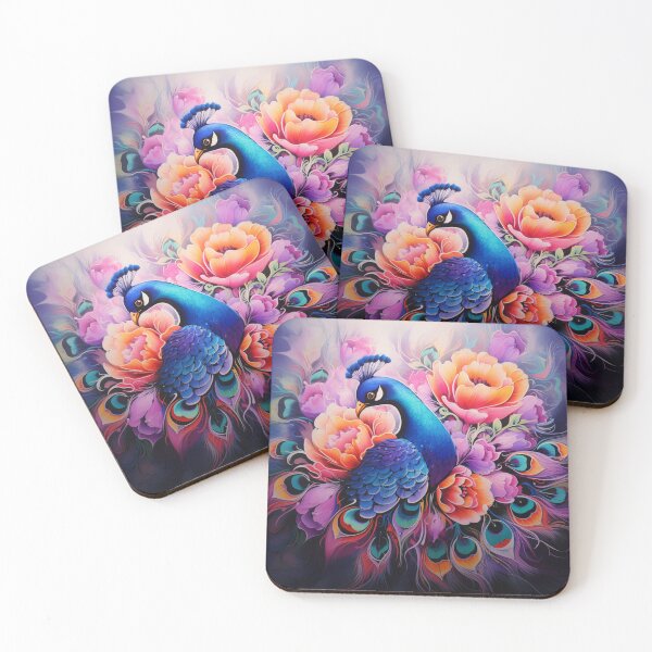 Item preview, Vibrant Floral Peacock Watercolor designed and sold by TheCraftyG.