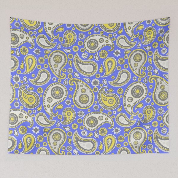 Item preview, Purple Yellow and grey paisley pattern   designed and sold by -Lily-Anne-.