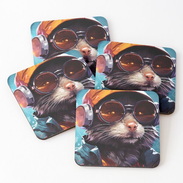 Item preview, Funky neon rat with sunglasses designed and sold by laobc.