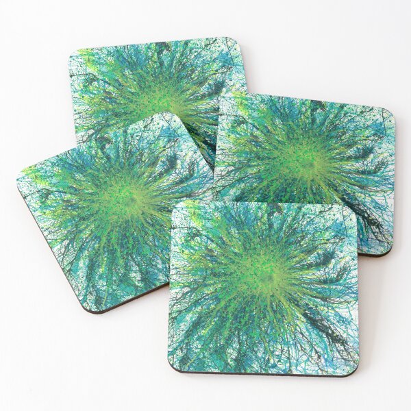Item preview, Flowers From The Seeds Of Love #188 Bold Unique New Age 5D Original Hand-painted OOAK Abstract Painting Detail 3 In Turquoise Aqua Blue Lime Green Inspired By Flora Floral Botany Boho Flower Pattern designed and sold by Rainbow Artist Orlando L.