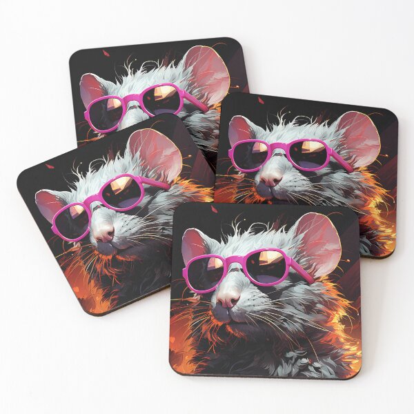 Item preview, Funky neon rat with sunglasses designed and sold by laobc.