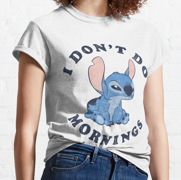 Girl's Lilo & Stitch I Don't Do Mornings Stitch Distressed T-Shirt