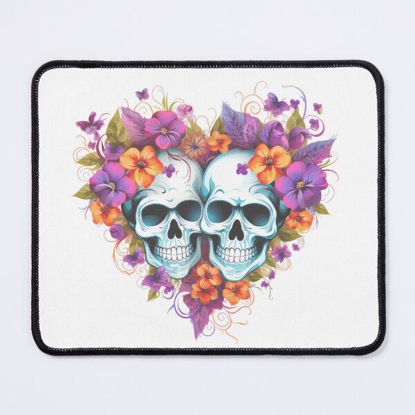 Item preview, Floral Skull Couple, Skulls with Flower, 2 Heartshaped Floral Skulls designed and sold by Rroliver.