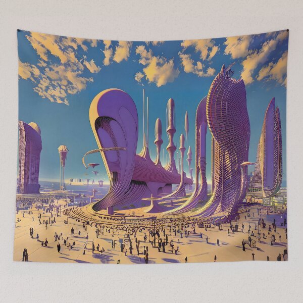 Item preview, Retro-futuristic sci-fi city designed and sold by ArthurVandelay.