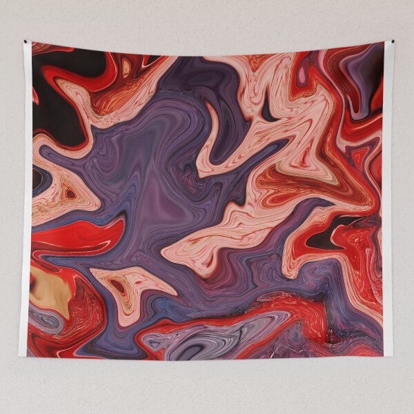 Item preview, Ansel -  Contemporary Abstract - Fluid Painting - Marbling Art - Violet, Red Orange designed and sold by Studio Grafiikka.