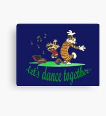 calvin and hobbes dancing Canvas Print