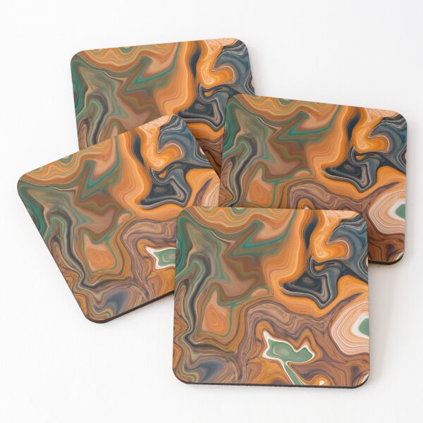 Item preview, Atticus 02 - Contemporary Abstract - Fluid Painting - Marbling Art - Princeton Orange designed and sold by Studio Grafiikka.