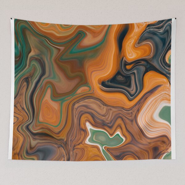 Item preview, Atticus 02 - Contemporary Abstract - Fluid Painting - Marbling Art - Princeton Orange designed and sold by Studio Grafiikka.