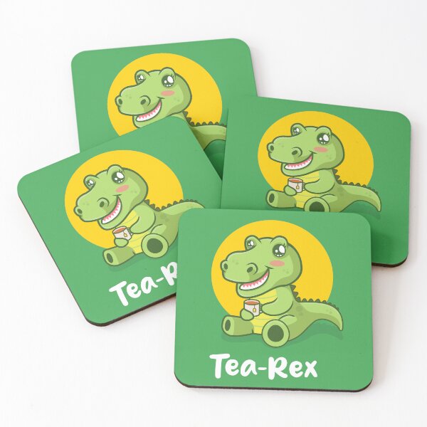 Item preview, Tea-Rex funny dinosaur (on dark colors) designed and sold by messy-nessie.