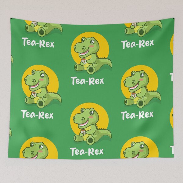 Item preview, Tea-Rex funny dinosaur (on dark colors) designed and sold by messy-nessie.