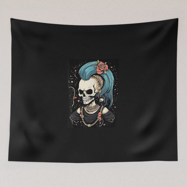 Item preview, Revolutionary Blooms Punk Rock Skull With Rebellious Roses  designed and sold by DarellSLent.