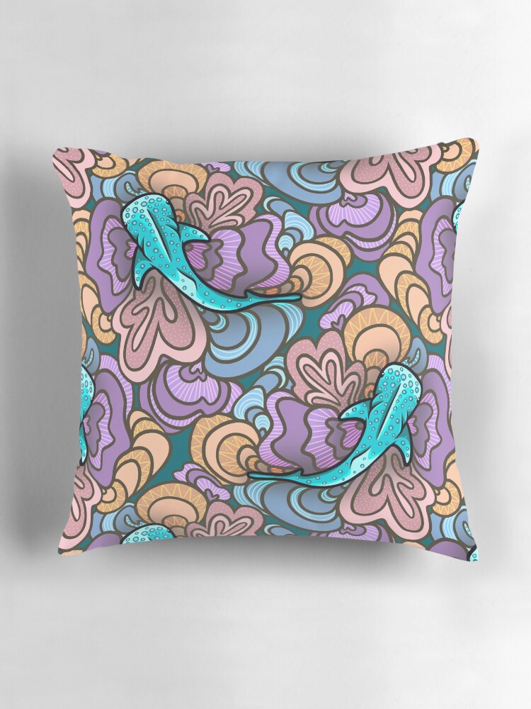 Thumbnail 3 of 4, Pillow, Faded Retro Whale Shark designed and sold by smoothfoxill.