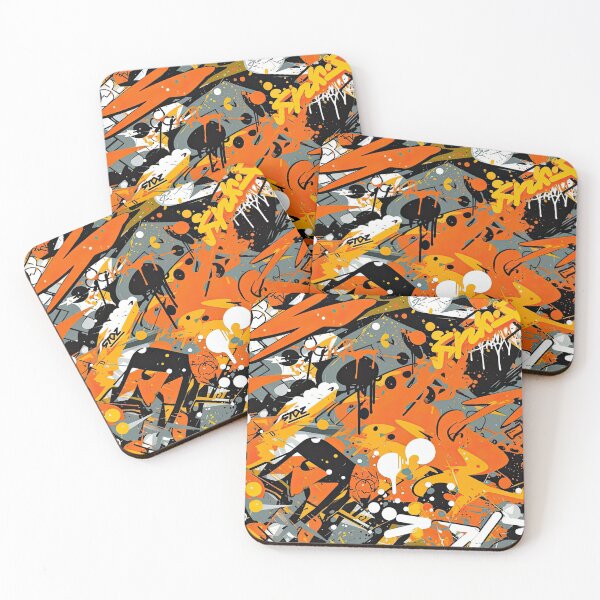 Item preview, Toxic Urban Graffiti Seamless Pattern in Orange, Black, White, and Grey designed and sold by PaperCrazed.